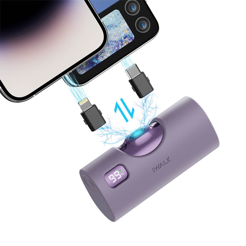 แบตเตอรี่สำรอง IWALK LINKPODX 5000 MAH สี PURPLE เปลี่ยนหัวชาร์จได้ทั้ง LIGHTNING และ TYPEC_0